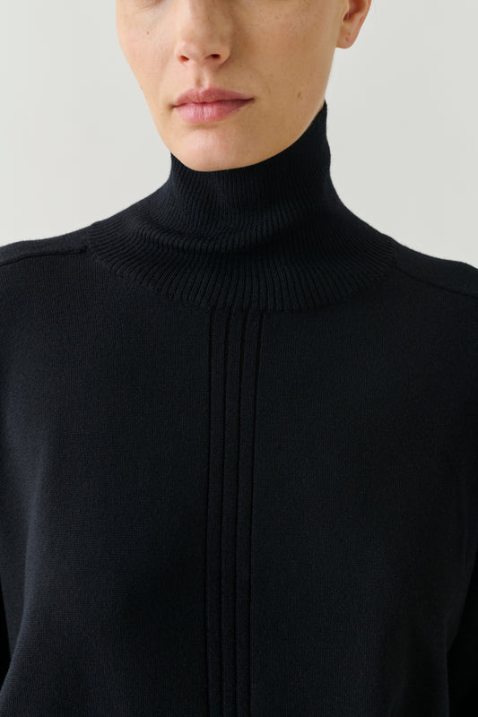 Pullover Nord - Schwarz Merinowolle Rollkragen Oversize - Soeur