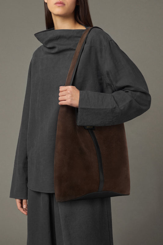 Borsa shopper Delice - Marrone scuro in pelle scamosciata - Soeur