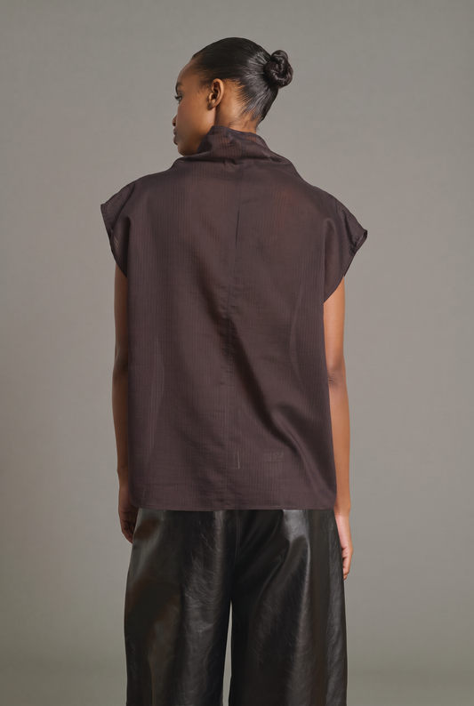 Bluse Izumi – Feige/Braun Bio-Baumwolle ärmellos – Soeur